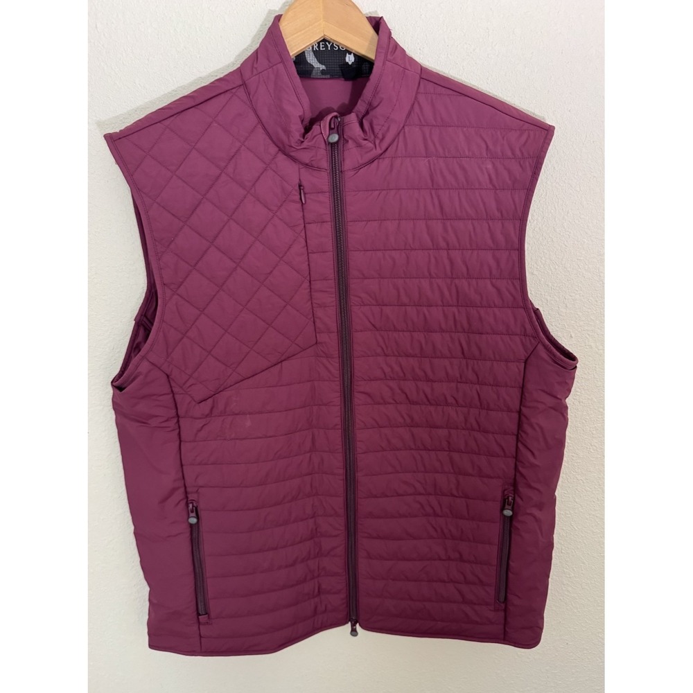 Greyson Men's Large Yukon X Lite Quilted Full Zip Vest Burgundy